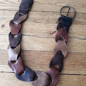 Chunky vintage leather belt brown